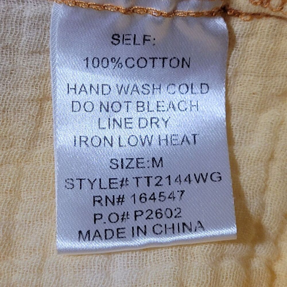 ANTHROPOLOGIE FLAWLESS Yellow Gauzy Cotton Shirt Sz M Tie Dye Oversized Longline - Picture 10 of 11